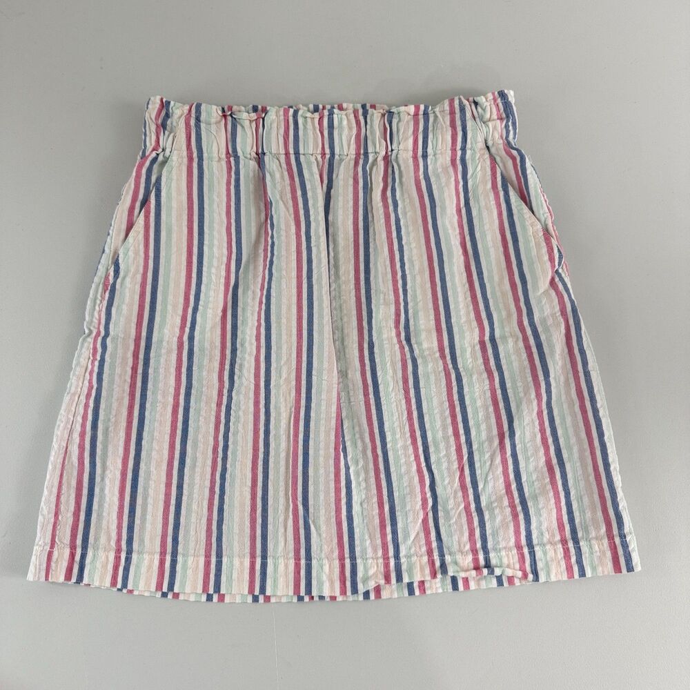 LOFT Outlet Multicolor Stripe Pull On Seersucker Skirt Pockets Women's S Small